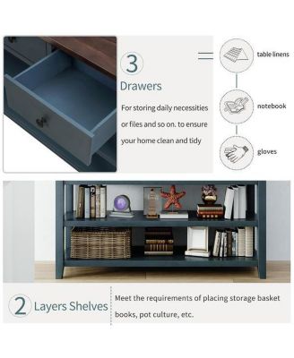 Retro Console Table with Two Open Shelves for Entryway, Living Room or Hallway Decor