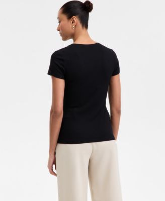 Women's Drapy Ribbed V-Neck Top