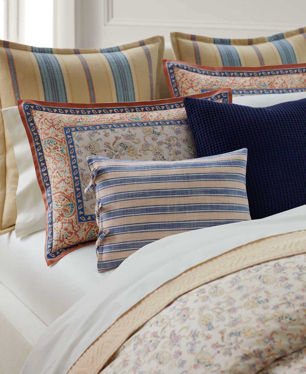 Ralph Lauren Brenna Striped Decorative Pillow, 20" X 20" In Indigo