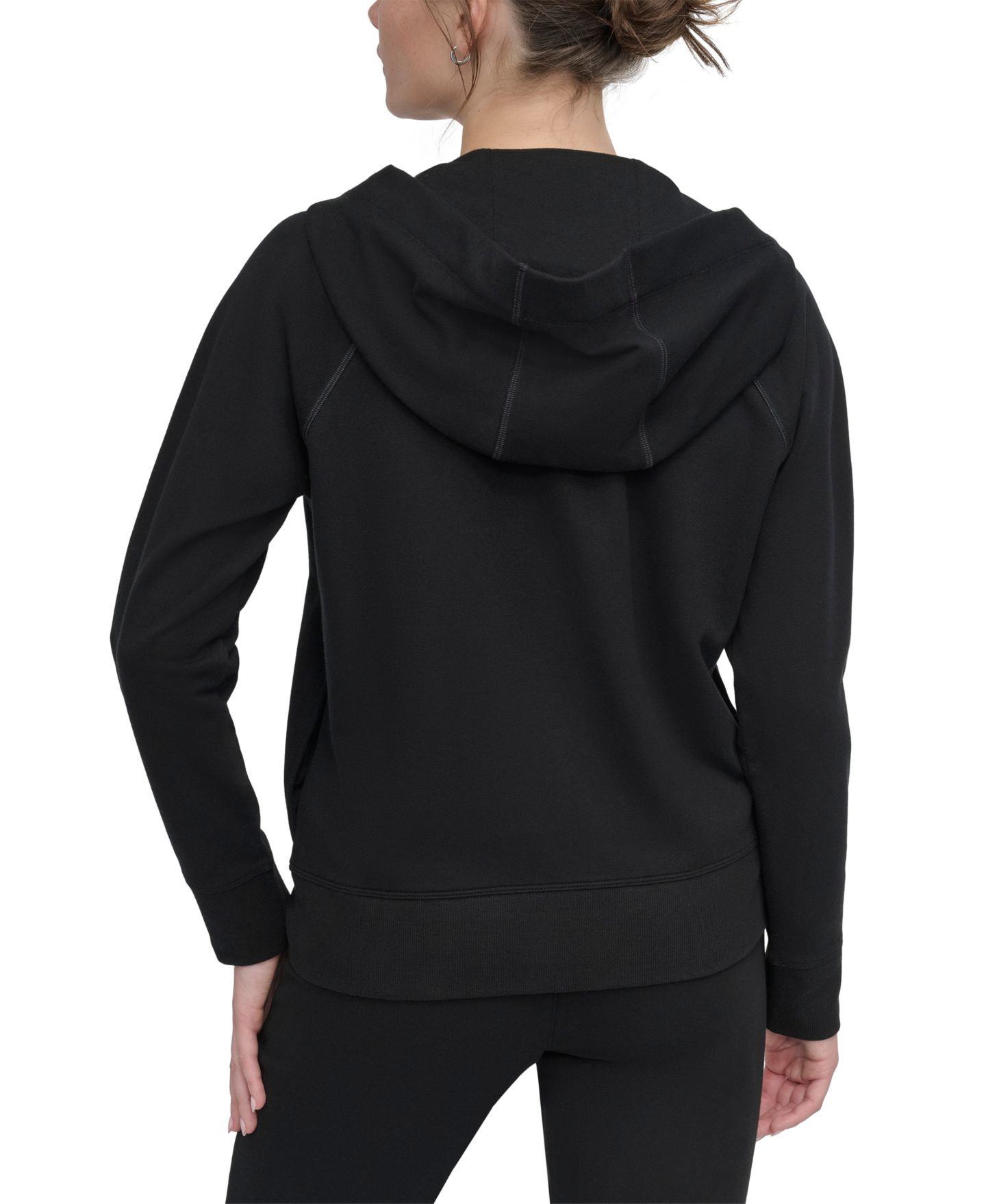 Женское худи DKNY Sport Two-Tone Zip-Front Long-Sleeve, цвет: Чёрный — фото 5