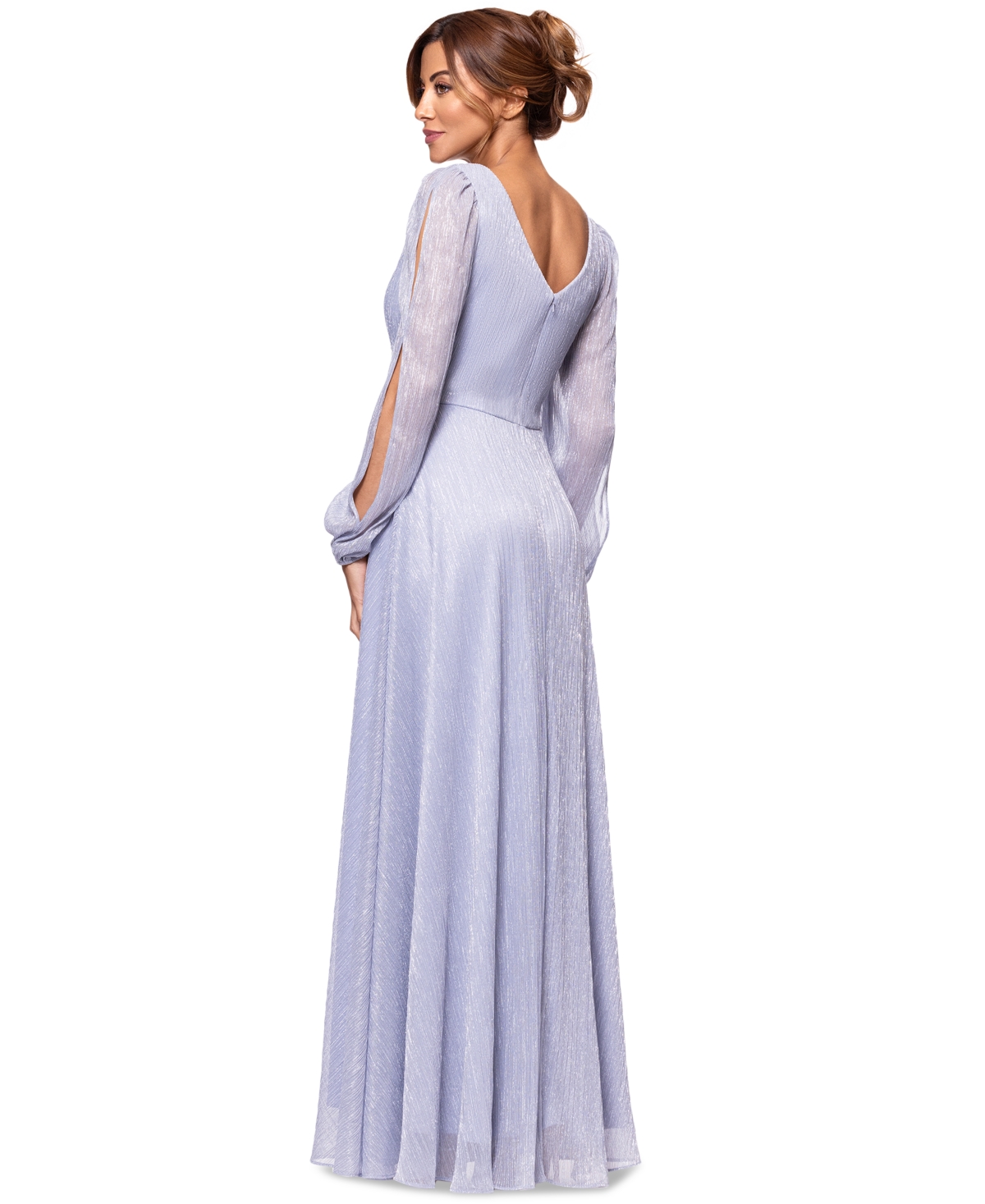Betsy & Adam Women's Metallic Crinkled Gown In Blue,silver