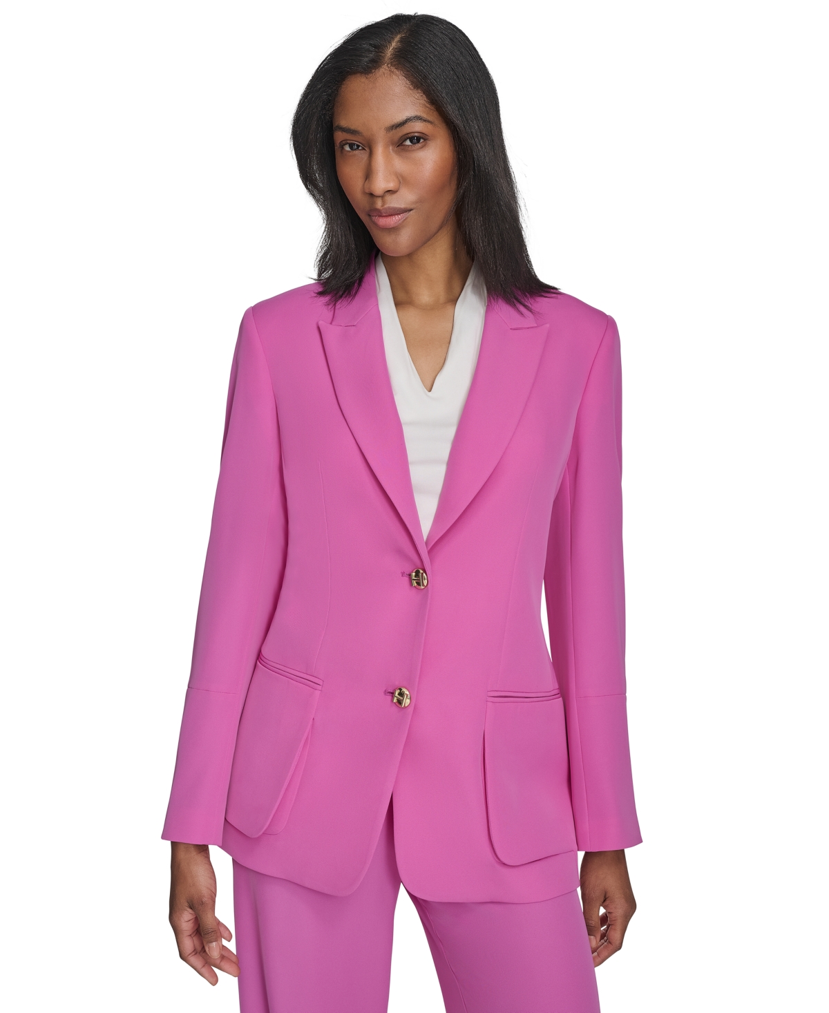 Shop Halston Women's Notched-collar Two-button Blazer In Orchid