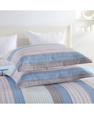 3Pcs 100% Cotton Quilt Bedspread Set Reversible Bedding Striped King