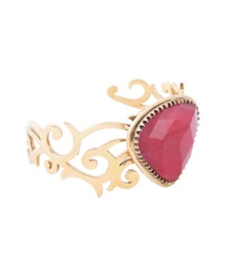 Red Bordeaux Quartz Golden Statement Cuff Bracelet