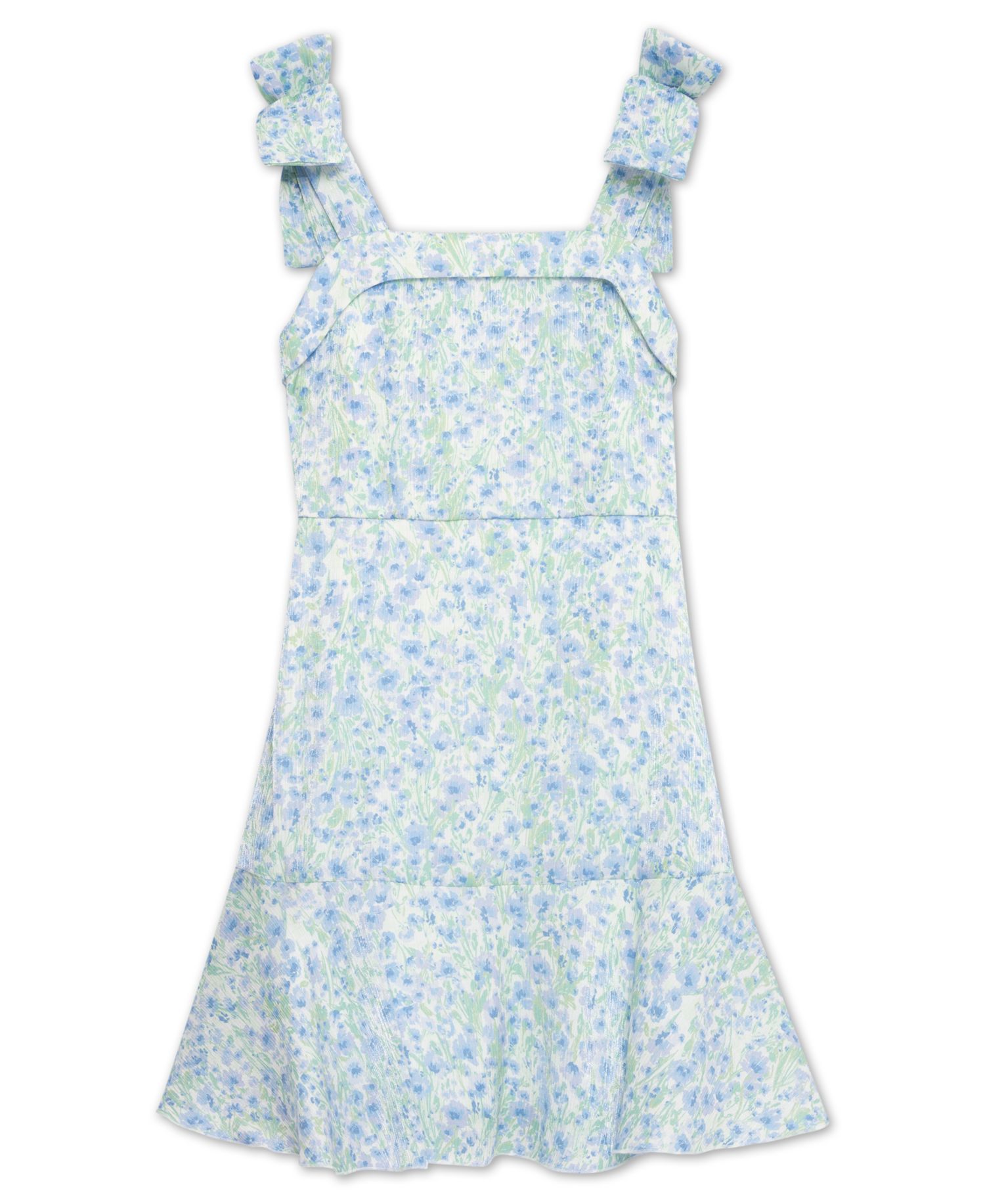 Big Girls Bow Shoulder Floral Skater Dress