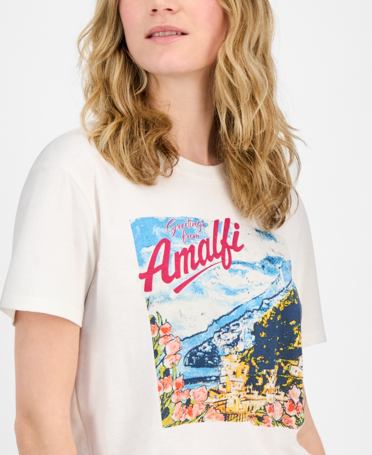 SELF ESTEEM JUNIORS' AMALFI COAST GRAPHIC-PRINT T-SHIRT 