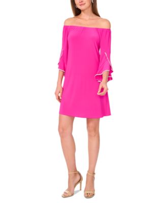 msk off the shoulder dress MSK Plus Size Cotton Off-The-Shoulder Shift Dress