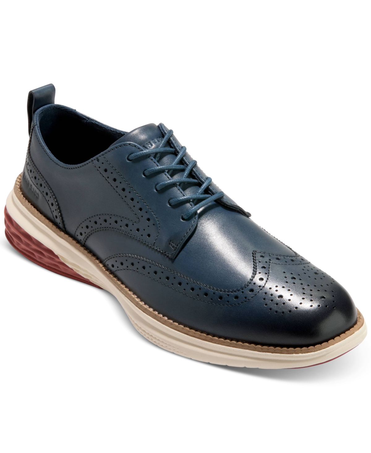 Cole Haan Men's Grand Hurrion Wingtip Oxford Dress Shoe In Big Dipper-picante-ivory