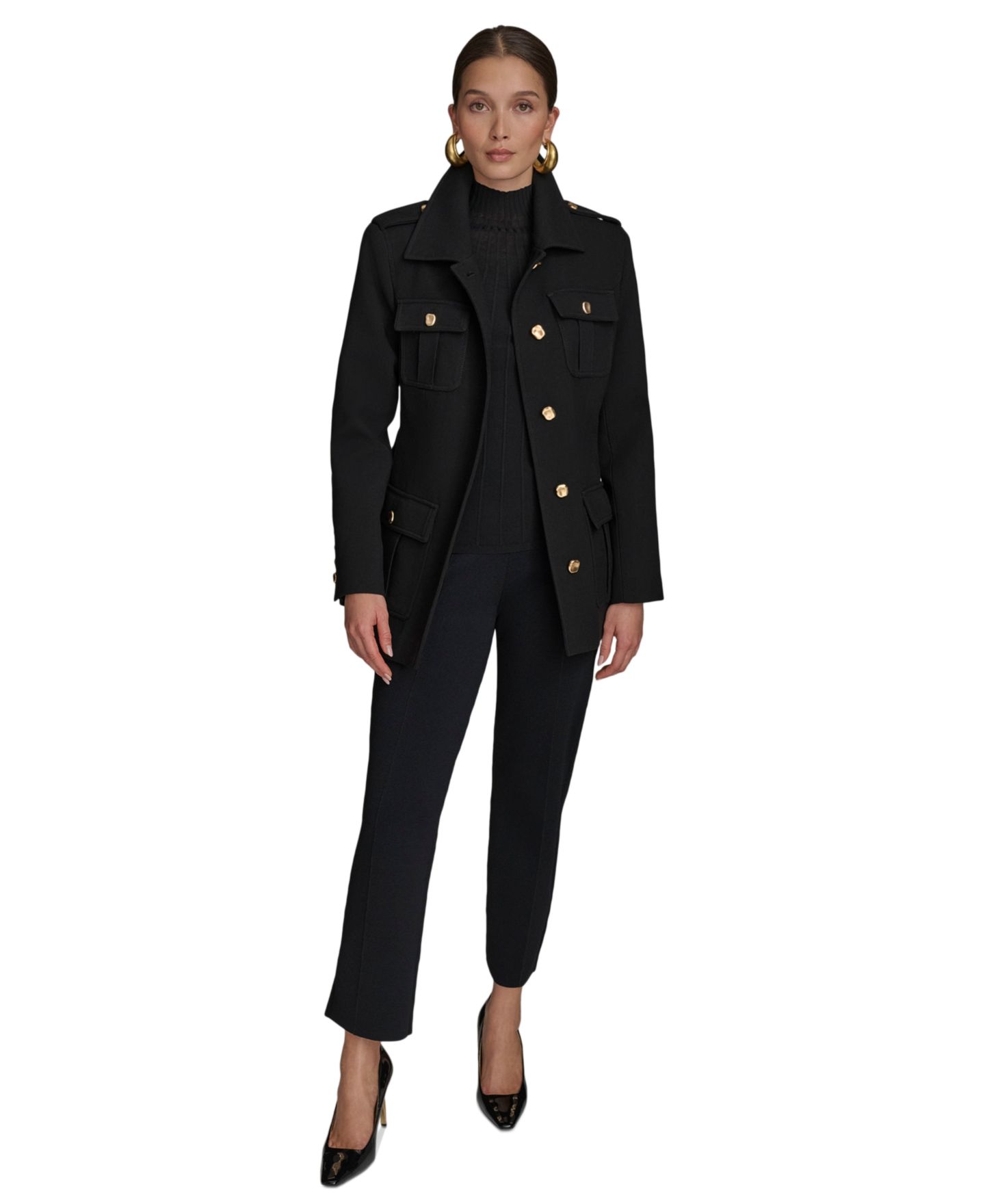 Женская куртка Donna Karan New York Belted Crepe, цвет: Чёрный — фото 3
