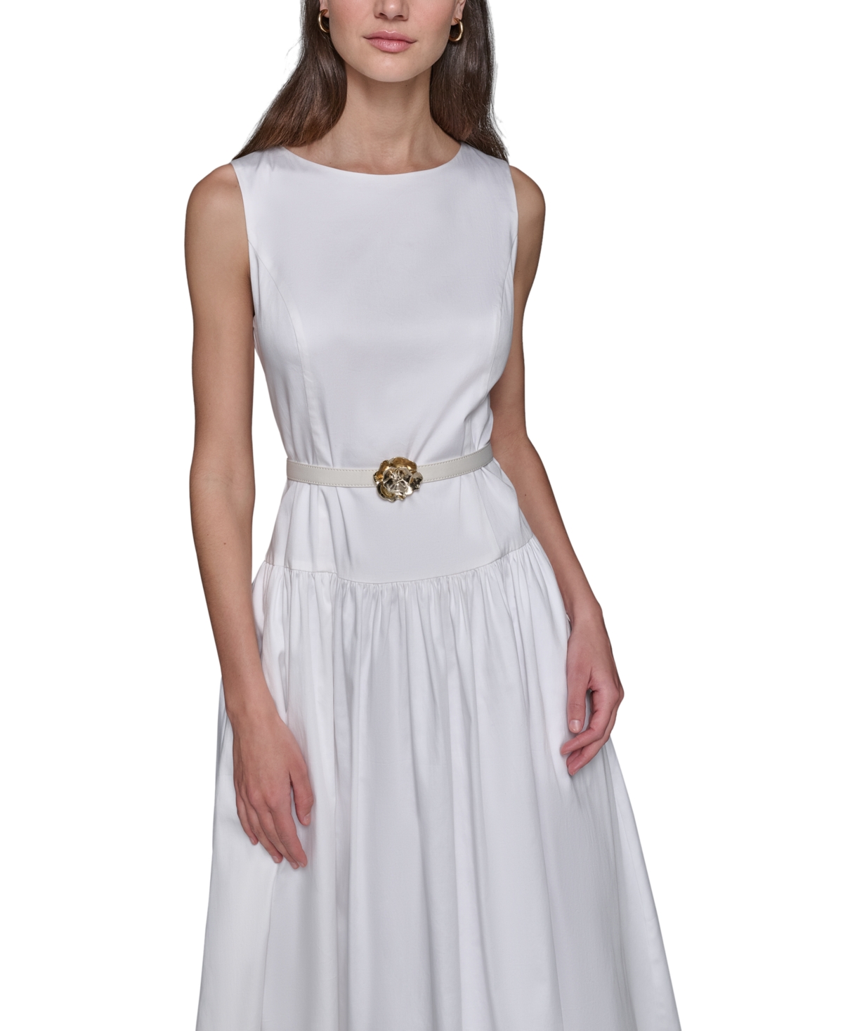 Karl Lagerfeld Belted Midi Dress In Natural