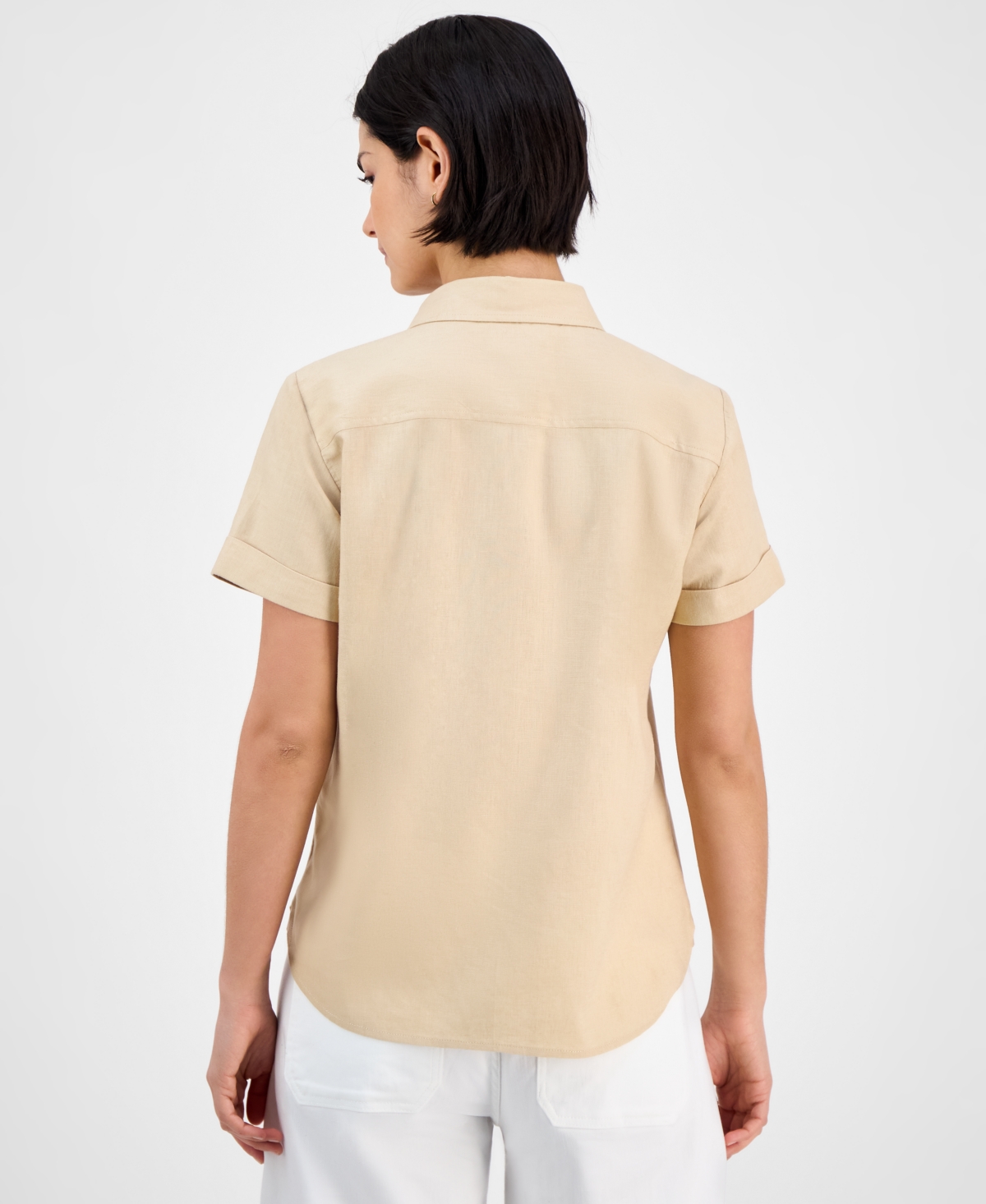 Nautica Jeans Women's Linen-blend Camp Shirt In Irish Cream