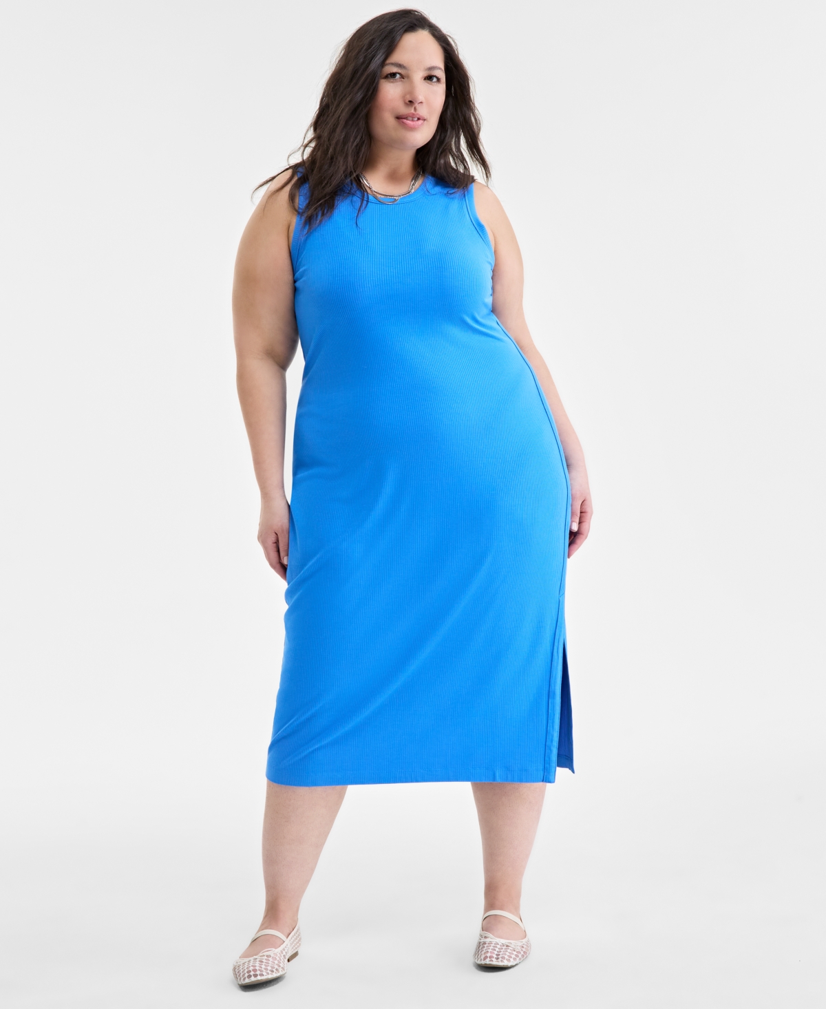 Trendy Plus Size Tank Midi Dress, Exclusively at Macy's - Pink Dazzl