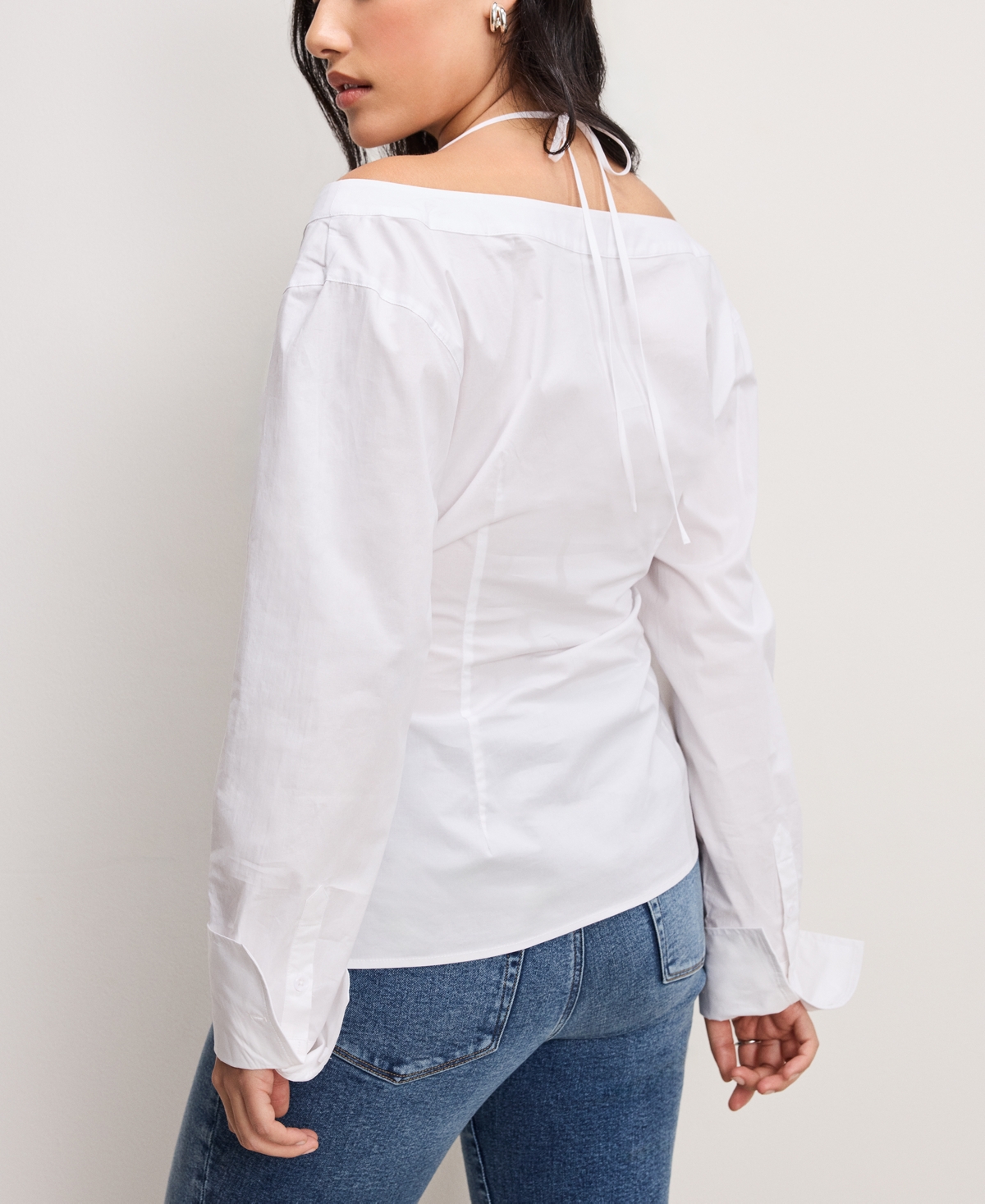Shop Good American Women's Off-the-shoulder Long-sleeve Top In White