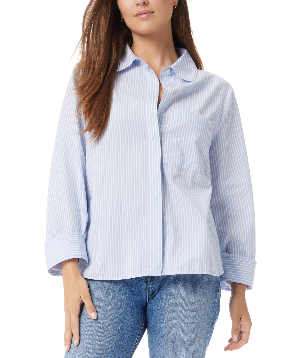 SAM EDELMAN WOMEN'S DOREY STRIPED COTTON BUTTON-FRONT SHIRT 