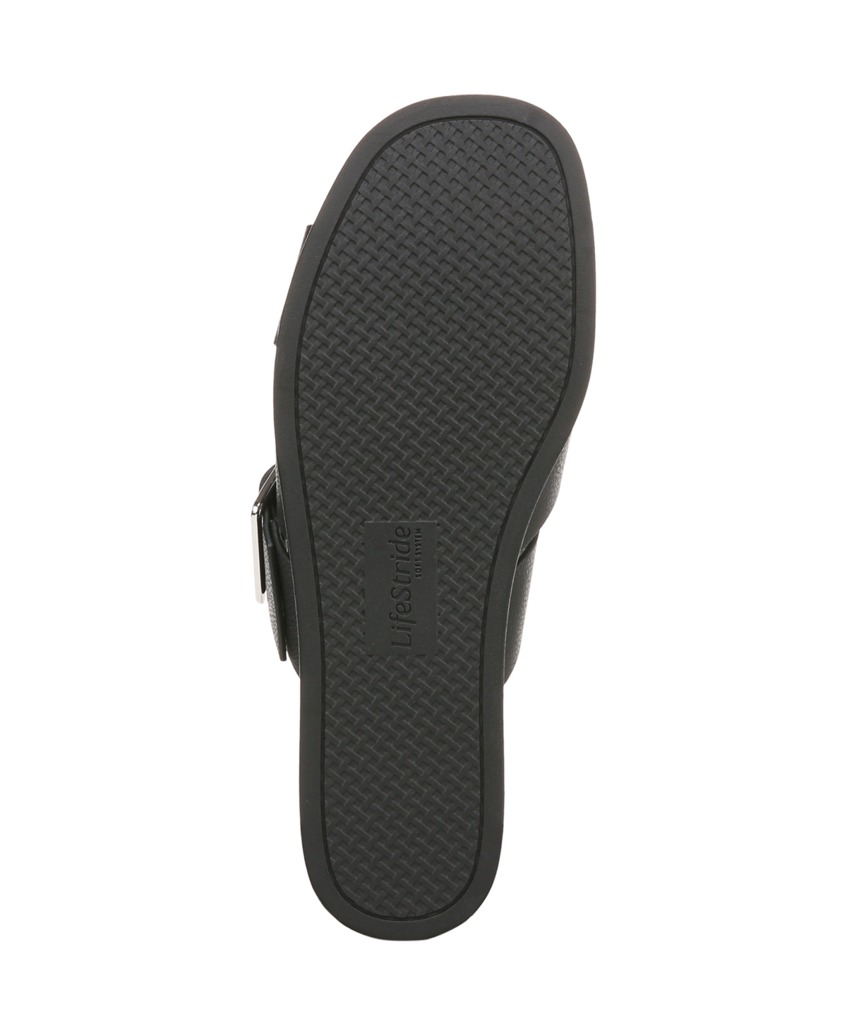 Shop Lifestride Women's Getaway Open Square Toe Platform Slide Sandals In Black Faux Leather
