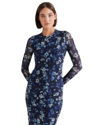 knee length dresses for ladies Primrose Modest Midi in Blue Floral Medium main image 0