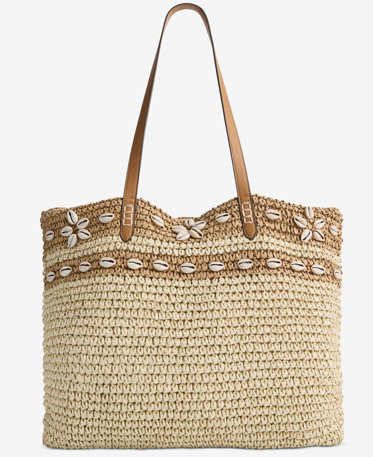 Extra-Large Shell Straw Tote, Exclusively at Macy's - Seashells Q1 25