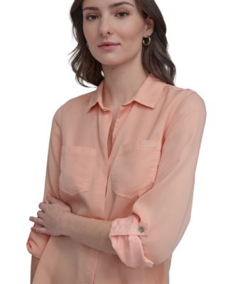 Women's Roll-Tab-Sleeve Button-Front Shirt