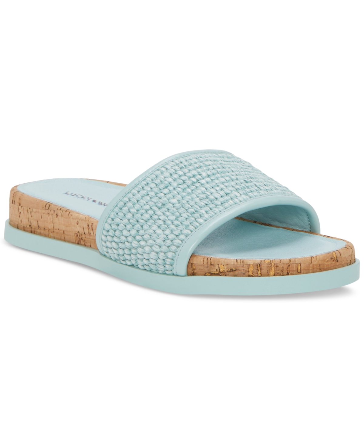 Lucky Brand Dylina Slide Sandal In Santorini Blue Raffia