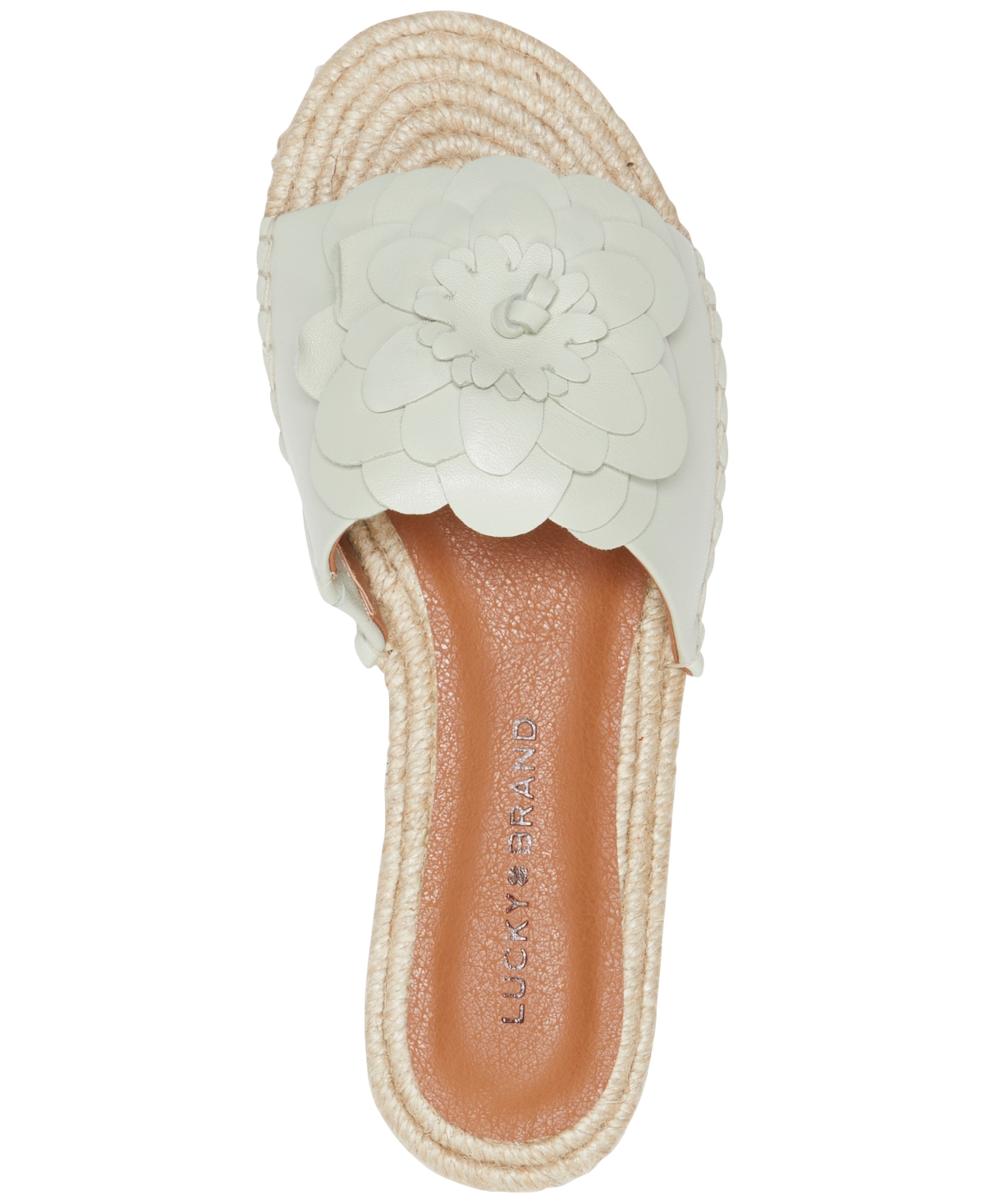 Shop Lucky Brand Women's Biricha Flower Flat Sandals In Peppermint Green Leather