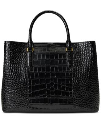 Lauren Ralph 上質レザーCrocodile-Embossed Satchel Bag Lauren Ralph Lauren Crossbody Leather Crocodile Embossed