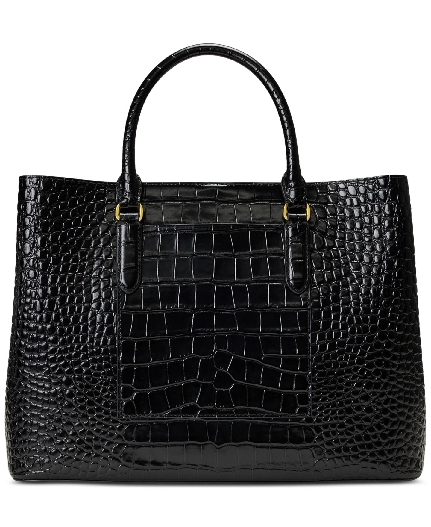 Женская сумка Lauren Ralph Lauren Marcy Large Embossed Satchel, цвет: Чёрный / Золотой — фото 3