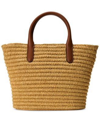 【Lauren Ralph Lauren】Woven Straw Medium Brie Tote Bag♪ Woven Straw Medium Brie Tote Bag