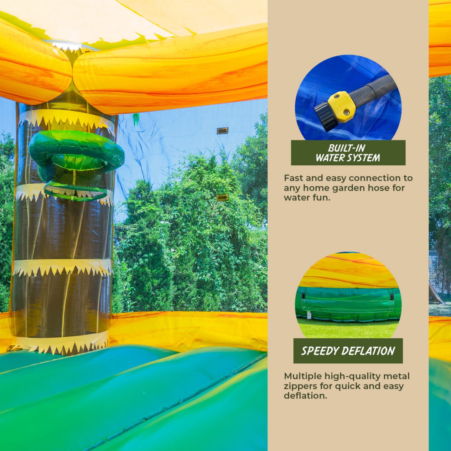 Детская игрушка Xjump Tropical Ocean 13'H Vinyl Water Slide Bounce House with Splash Pool, Up to 6 Players, Ages 3+, цвет: Оранжевый — фото 6