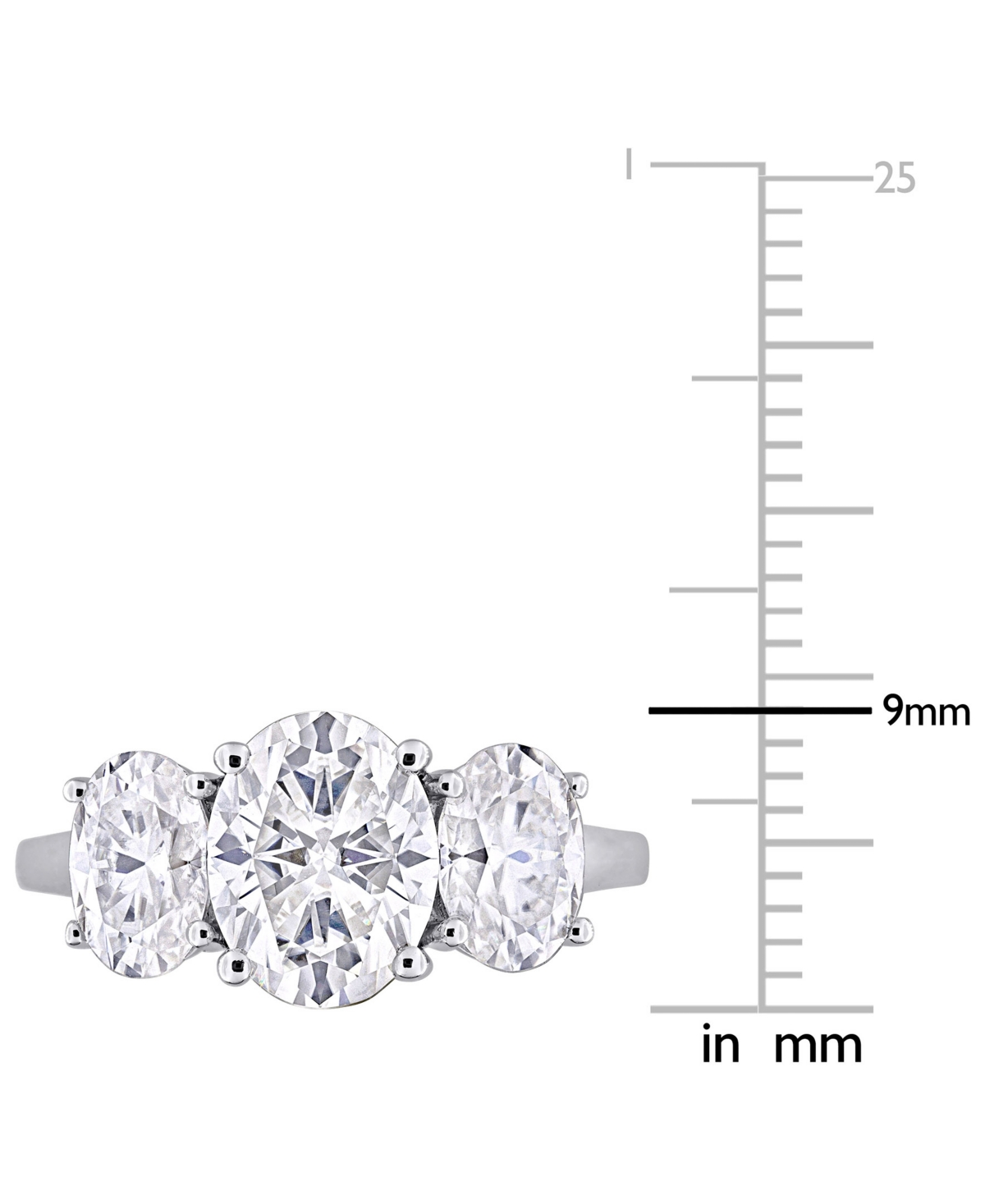 Macy's Moissanite Three Stone Ring (4 Ct. T.w.) In Sterling Silver In Moissanite