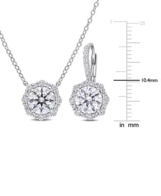 Macy's, 2 шт. Комплект круглых сережек-капель с муассанитом (4-5/8 карат) и колье диаметром 17 дюймов из чистого серебра.