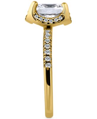 Cubic Zirconia Oval Halo Ring in 18k Gold-Plated Sterling Silver, Exclusively at Macy's
