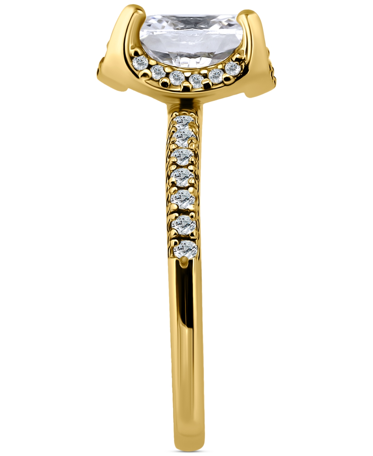 Giani Bernini Cubic Zirconia Oval Halo Ring In 18k Gold-plated Sterling Silver, Exclusively At Macy's In Gold