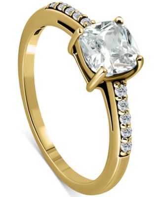 Cubic Zirconia Cushion Cut & Pav&eacute; Ring
