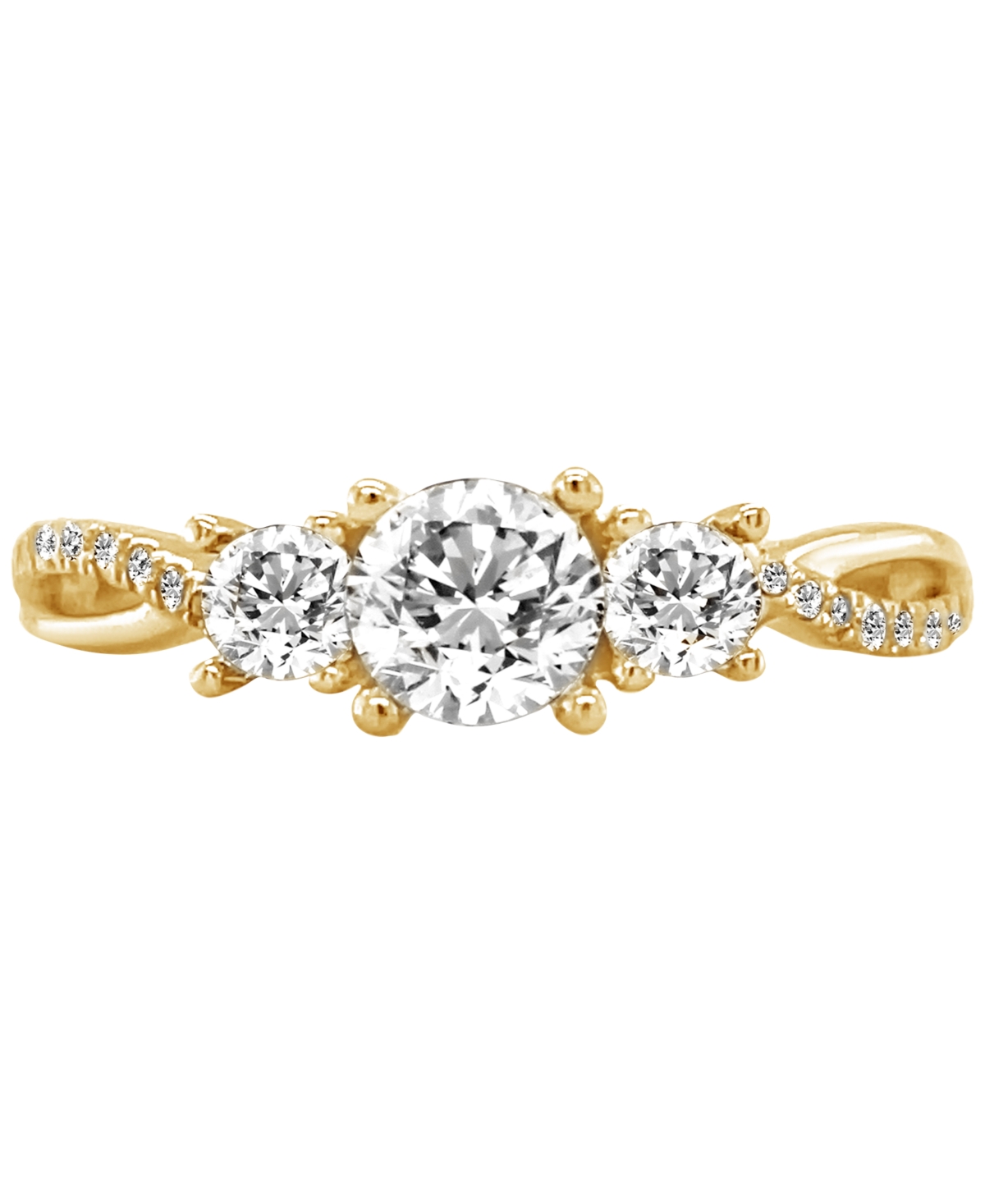 Macy's Diamond Three Stone Twist Shank Ring (1 Ct. T.w.) In 14k Gold In Yellow Gold