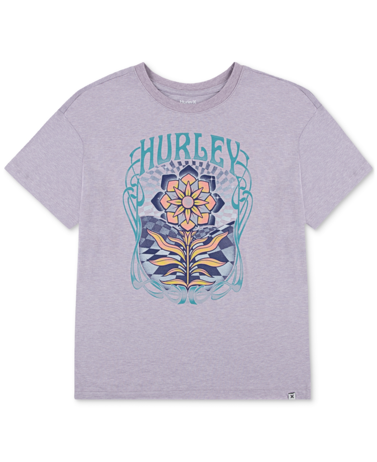 Shop Hurley Big Girls Cosmic Bloom Oversized Graphic T-shirt In Galactic Lilac Heather
