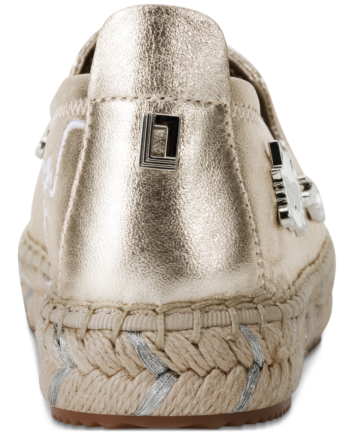 Shop Karl Lagerfeld Women's Michaela Embellished Slip-on Espadrille Flats In White Gold