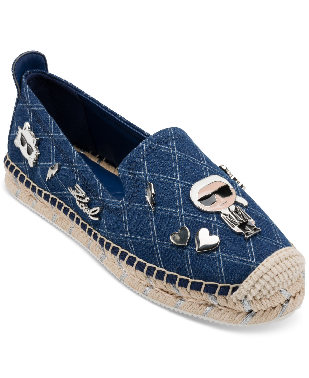 Shop Karl Lagerfeld Women's Michaela Embellished Slip-on Espadrille Flats In Medium Blue