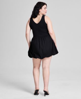 Trendy Plus Size Cotton Bubble Mini Dress, Exclusively at Macy's