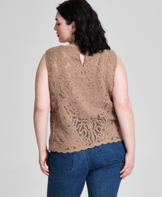 Trendy Plus Size Sleeveless Sweater, Exclusively at Macy's