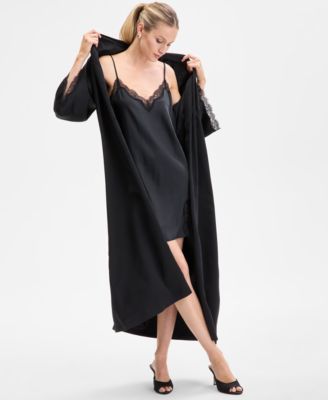 Women's Lace-Trim Satin Robe