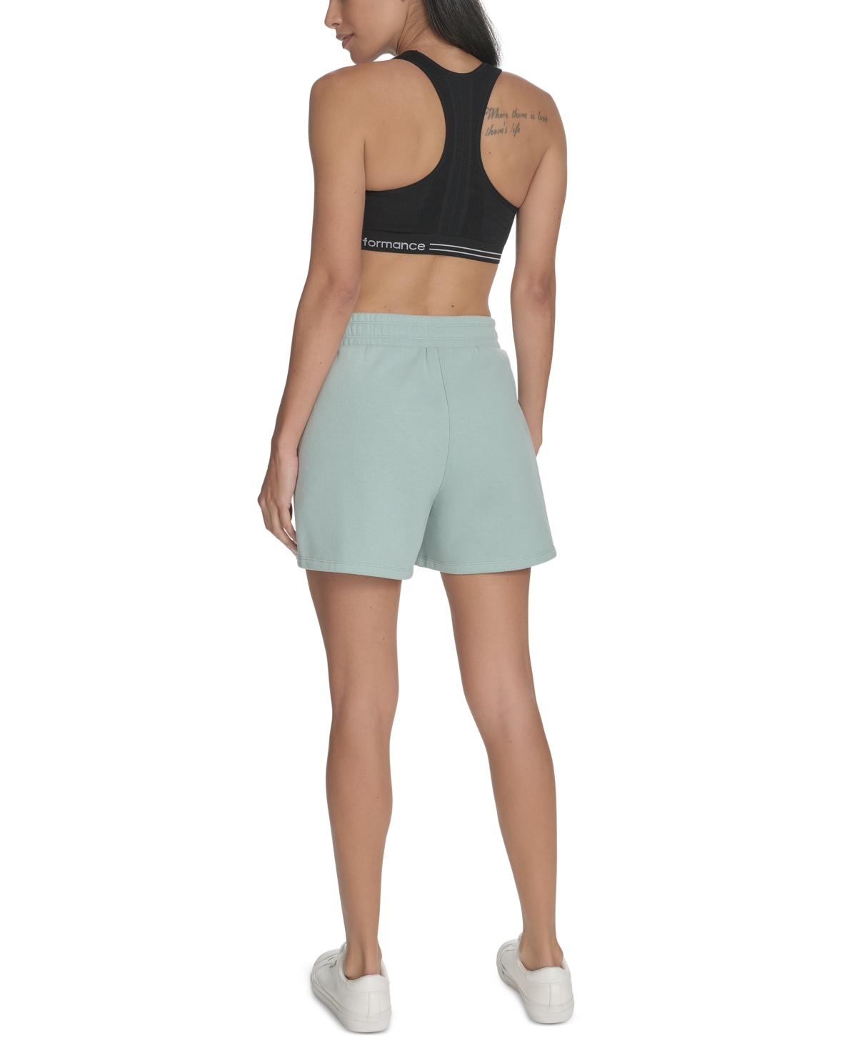 Calvin Klein Women's Fleece Smocked Waistband Midi Shorts In Blue Surf