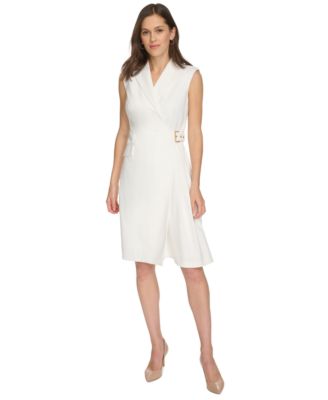 Calvin Klein - Women's Faux-Wrap Coat Dress