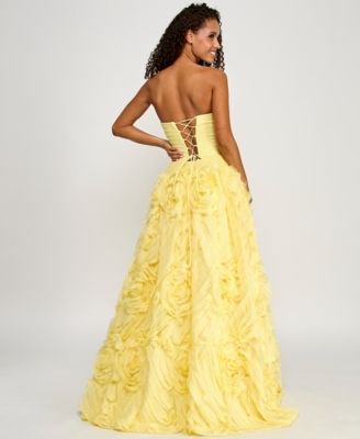 Juniors' Ruffled Rosette Strapless Ball Gown, Created for Macy's