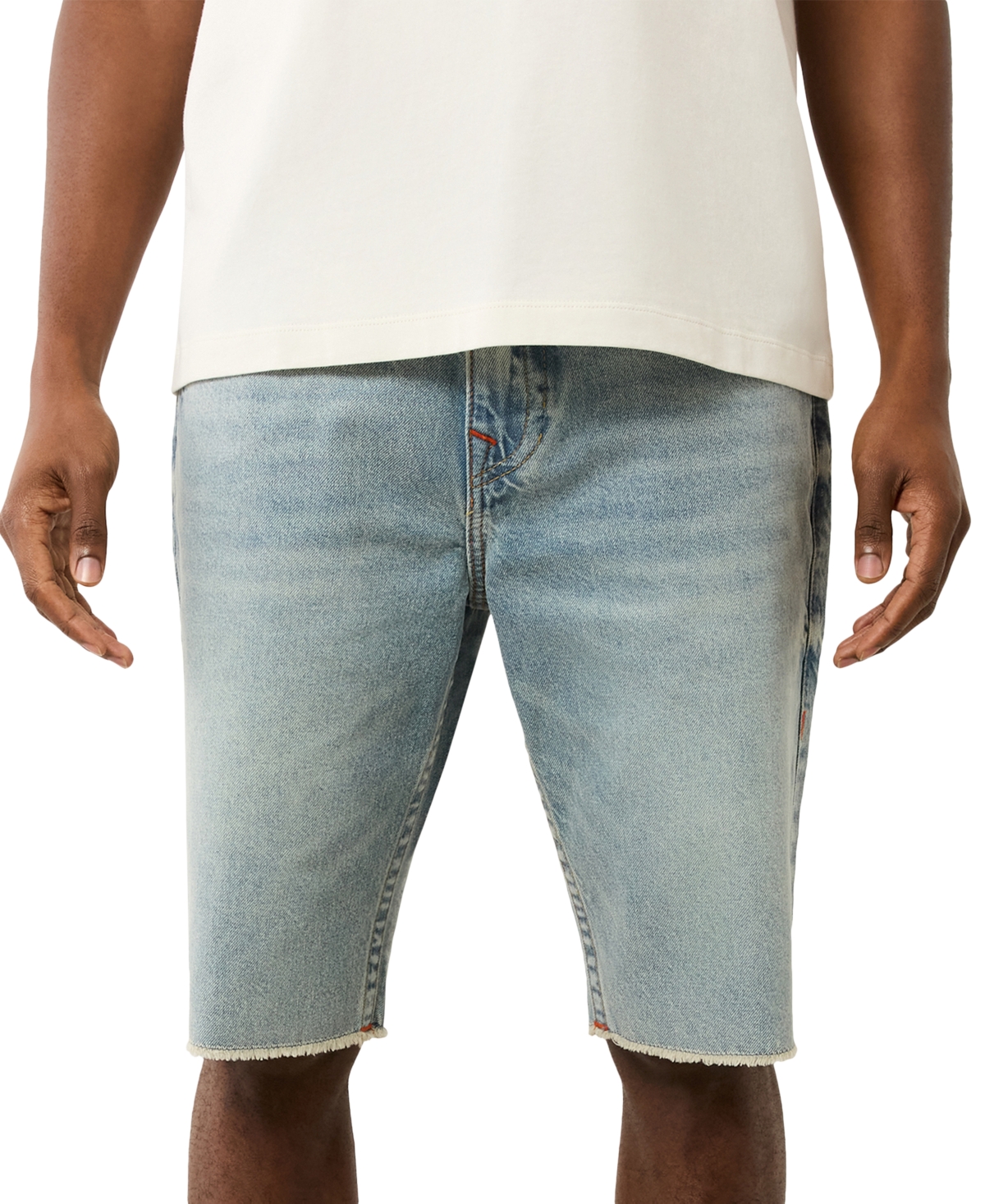 Men's Ricky Frayed Flap Straight Fit 12" Denim Shorts - Dark Blue