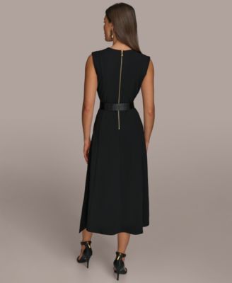 【Donna Karan New York】Belted Asymmetric-Hem Dress Donna Karan New York Women's Belted Asymmetric-Hem Dress