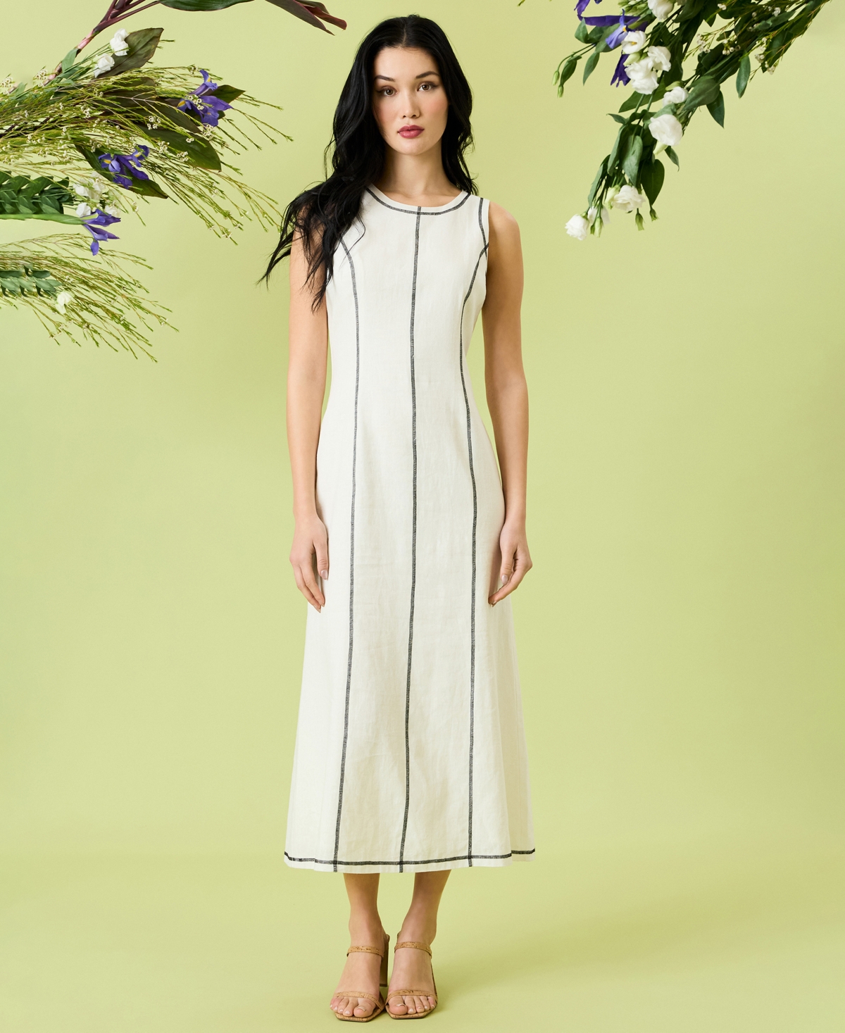 Women's Linen-Blend A-Line Dress - Ivory