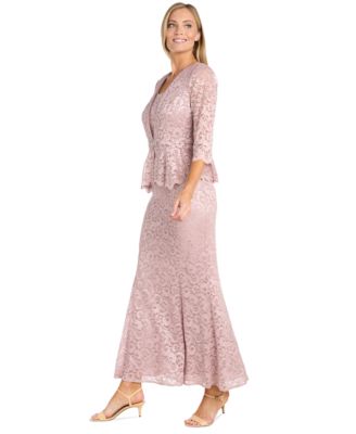 Petite 2-Pc. Metallic-Lace Gown & Jacket Set