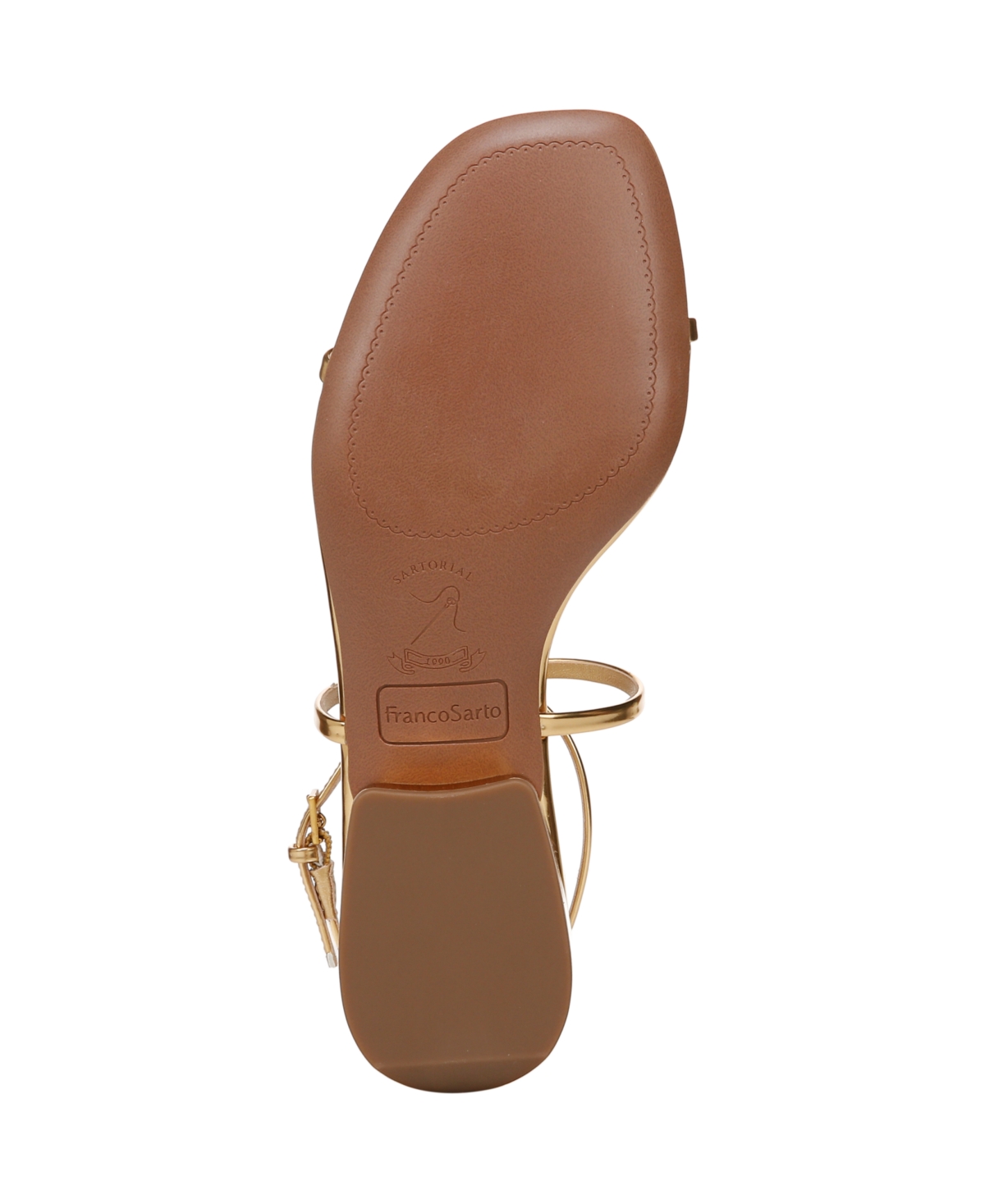 Franco Sarto Women's Misty Open Square Toe Strappy Sandals In Gold Faux Leather