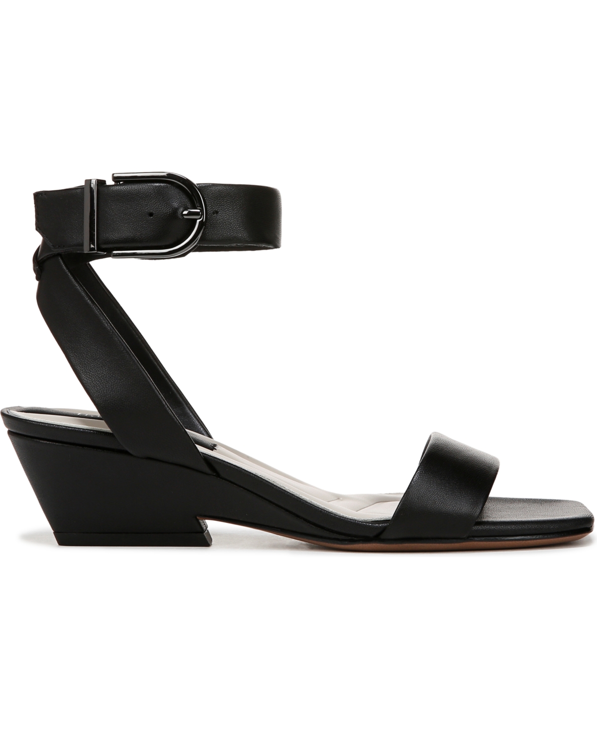 Franco Sarto Women's Savini Open Square Toe Ankle Strap Dress Sandals In Black Leather