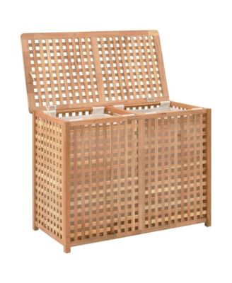 Laundry Bin 34.4&amp;quot;x18.1&amp;quot;x26.4&amp;quot; Solid Wood Walnut